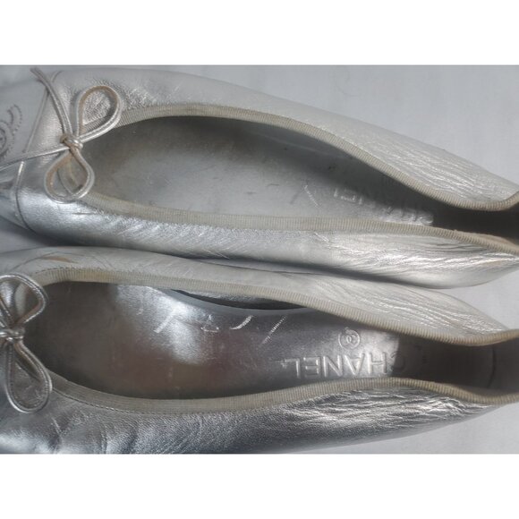 Chanel Gold Metallic Ballet Flats EU Size 42 US 10 G02819 Made in Italy - Picture 6 of 16